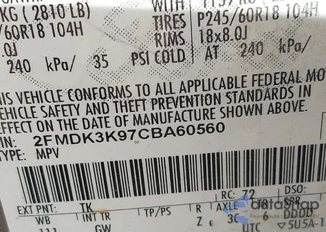 2012 Ford Edge Limited from USA, damaged, VIN 2FMDK3K97CBA60560